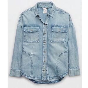 Offline by Aerie Denim Shacket Medium Wash